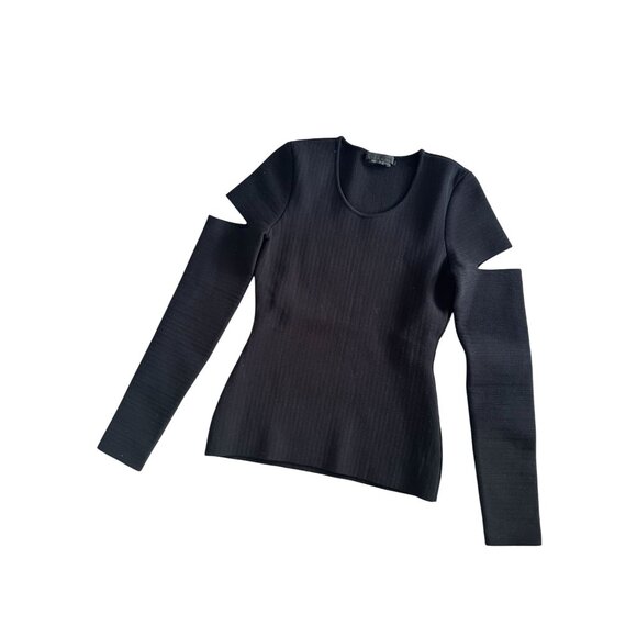 ALEXANDER WANG Black Cold Shoulder Sweater Top Size XS - Picture 2 of 8